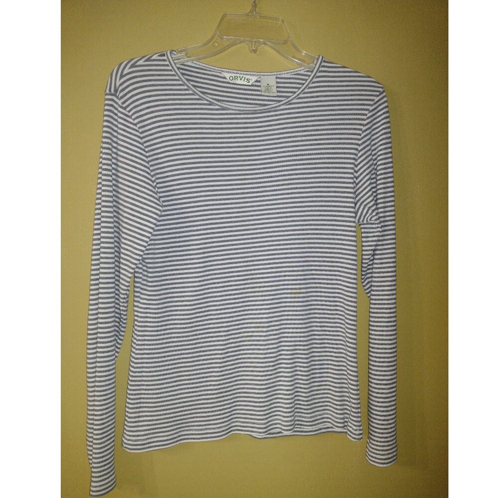Orvis Gray Striped Long Sleeve Shirt FREE SHIPPING